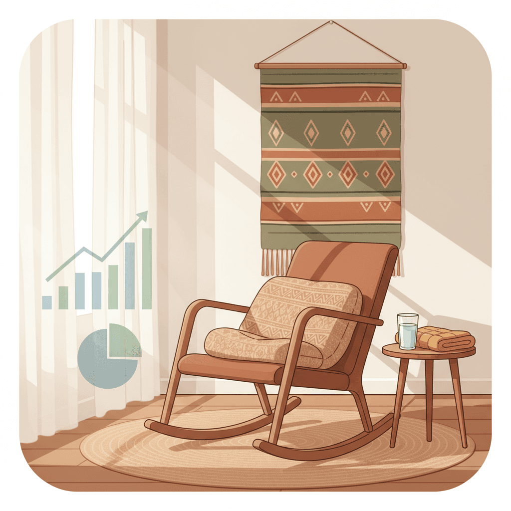 Illustration: A warm, lifestyle photograph of a peaceful South African nursery corner set up for breastfeeding, featuring a comfortable nursing chair with a nursing pillow, soft natural lighting, earth-toned decor, and subtle African-inspired textiles, creating an inviting and prepared space for a new mother for Breastfeeding Essentials Every SA Mom Needs