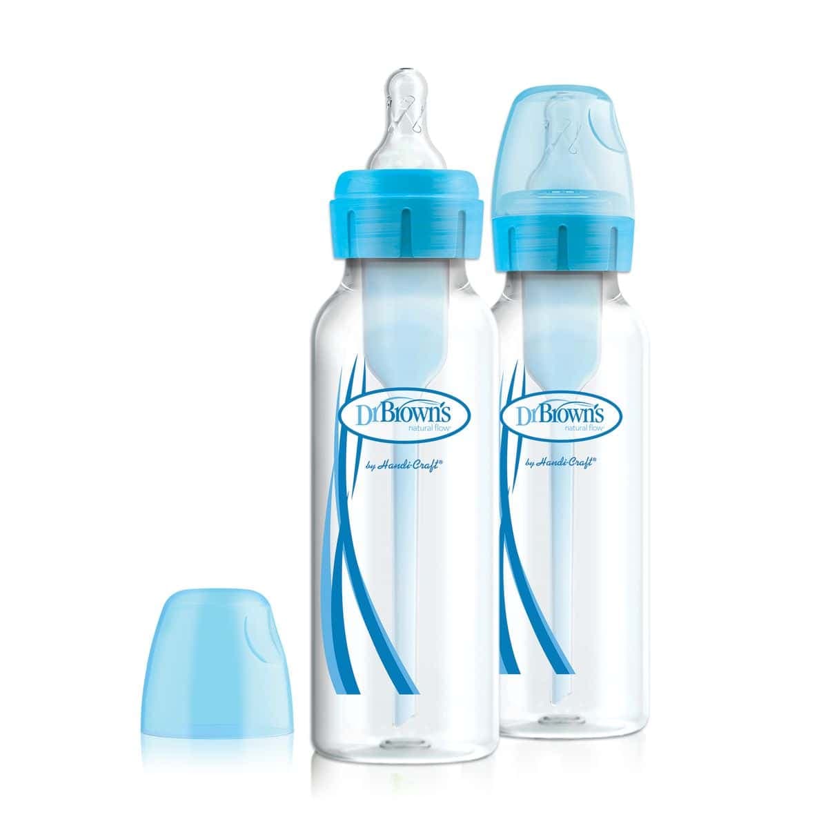 Dr. Brown’s Narrow Neck Options+ Bottle 250ml, Blue, 2-pack – with Level 1 Slow Flow Nipple