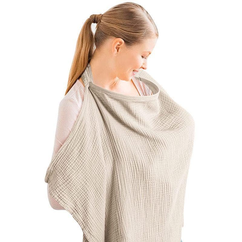 Breastfeeding Nursing Cover – Beige – Soft Bamboo Cotton Privacy Cover for Moms
